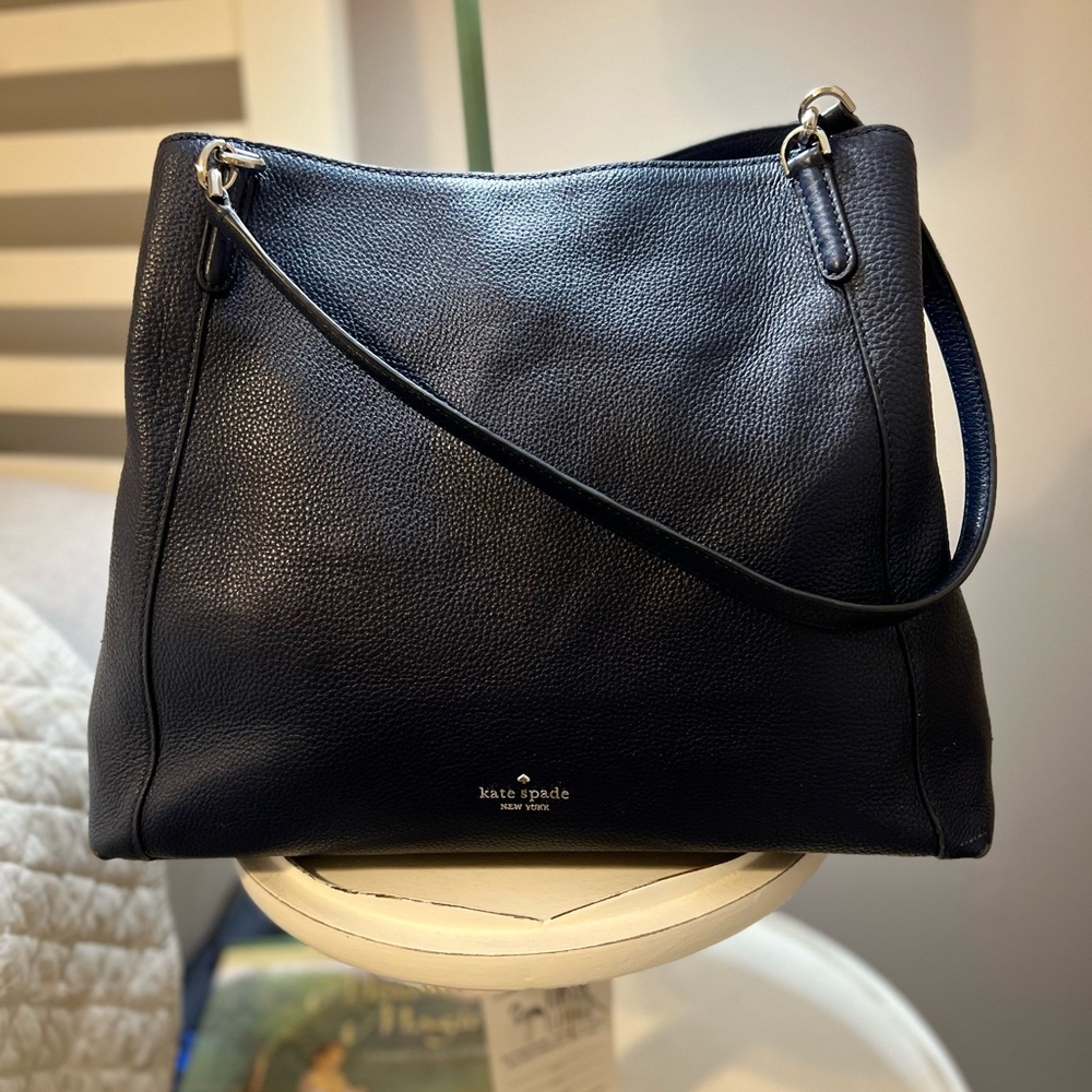 kate spade Black Pebbled Leather Hobo Satchel